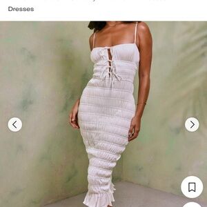 Oh Polly HEIDI
Shirred Front Tie Midi Dress in White US 8